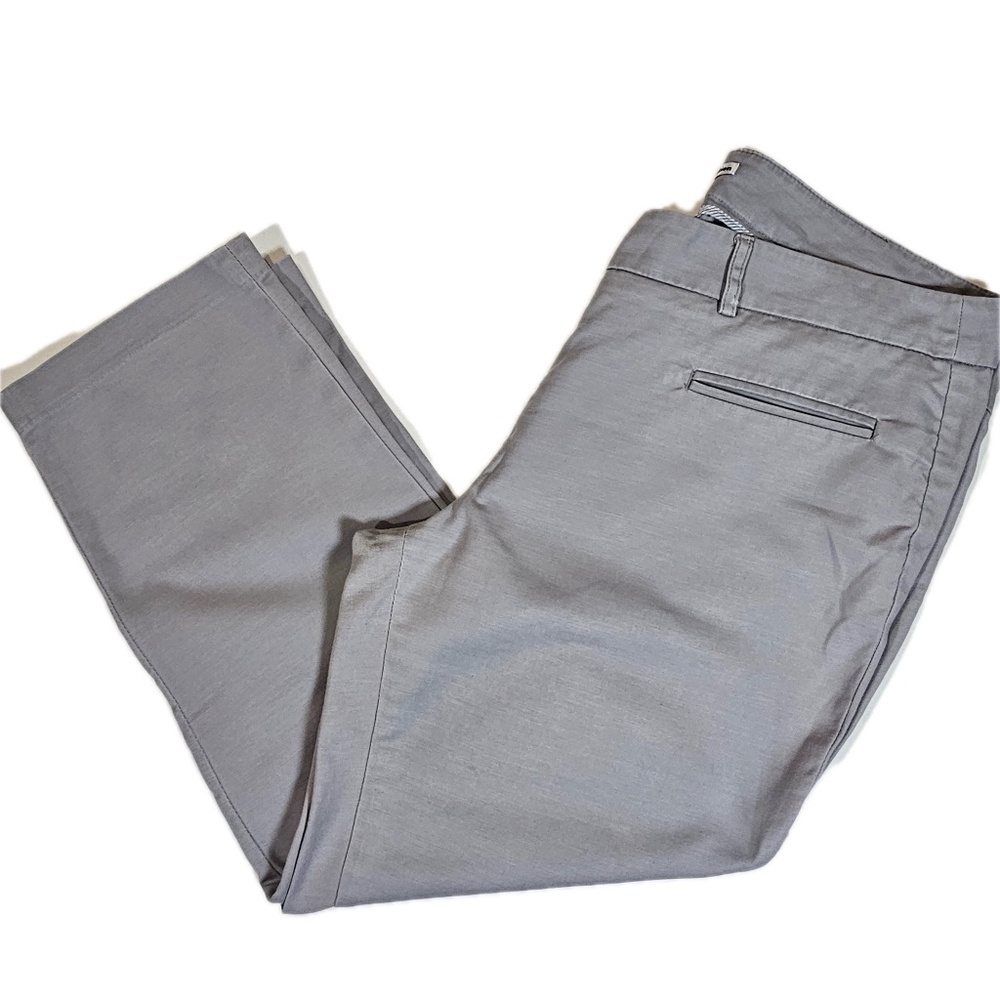 Dalia Collection Pants Womens 14 Gray Chino Straight Twill Stretch Pockets Zip